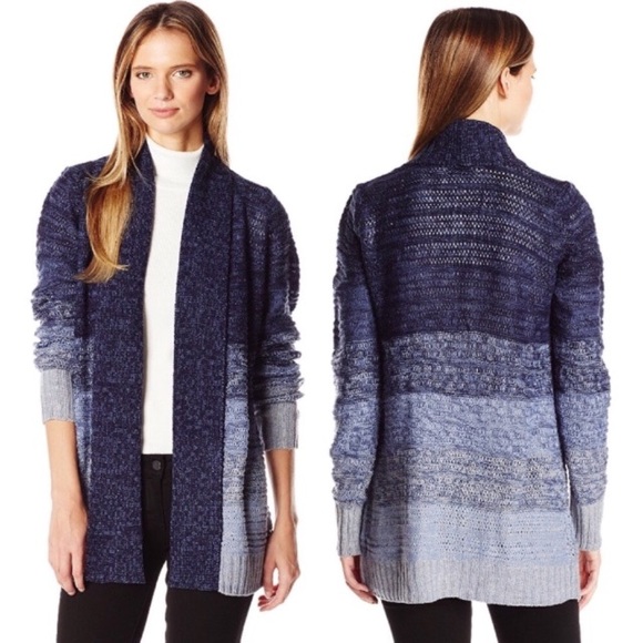 Sweaters - 💥 CLEARANCE Blue Ombré Shawl Collar Open Cardigan Sweater